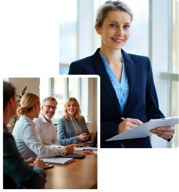 Profissionais reunidos em uma conversa de trabalho